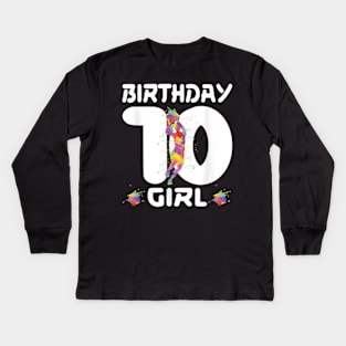 10th Birthday Basketball Ten 10 Year Old Girl Kids Long Sleeve T-Shirt